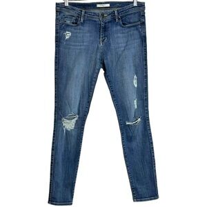 Fidelity Denim Mila Low Rise Ankle Slim Blue Jeans Faded Whiskering 30